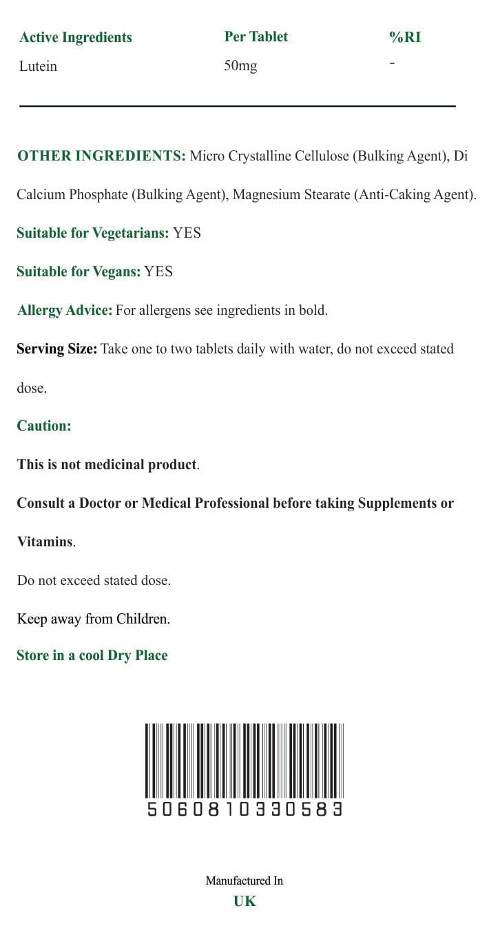 Vitamin Supplement & Hemp Oil Vitamin & Supplement Nature`s Vitality`s Lutein 50mg 365 Tablets Suitable for Vegan & Vegetarian Supports Healthy Eyes & Vision