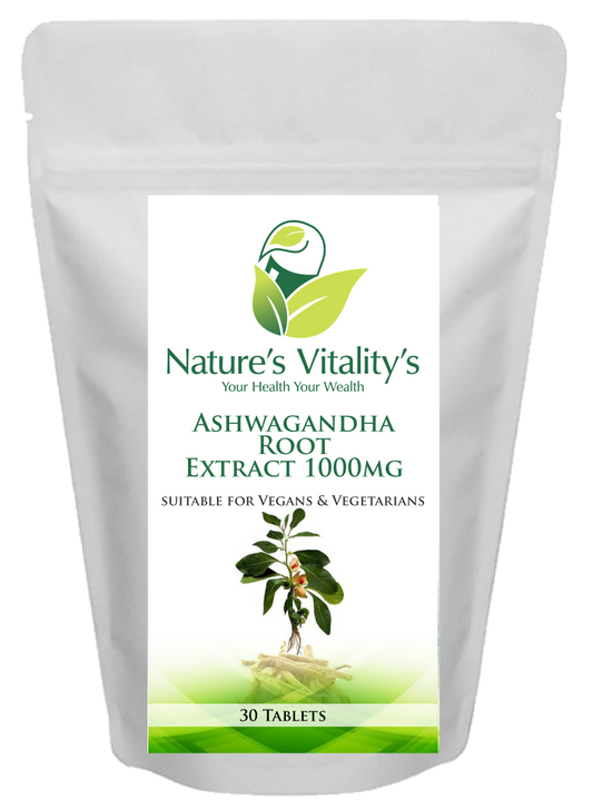 Ashwagandha Root Extract 1000mg 30 Tablets Vegan/Vegetarian Made in UK