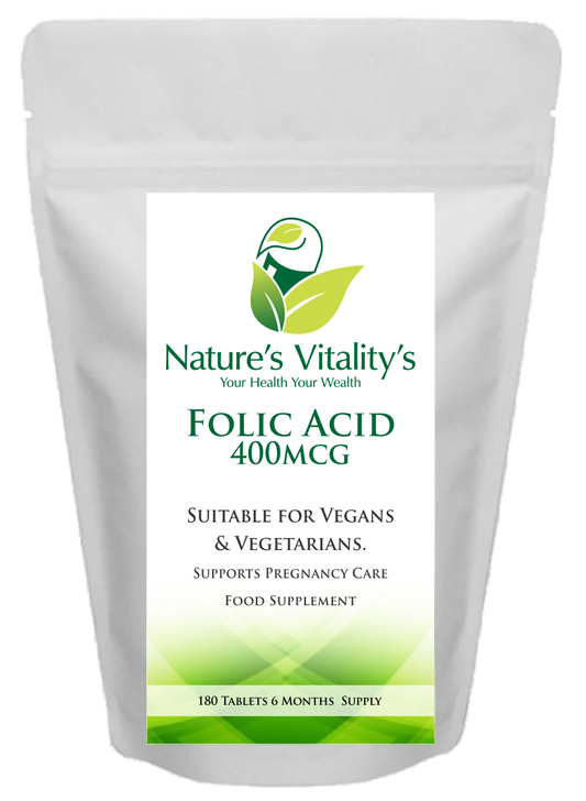 Folic Acid 400mcg 180 Tablets High Strength Support Pregnancy Vegan/Vegetarian