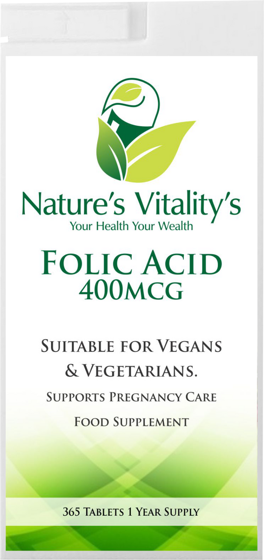Folic Acid 400mcg 365 Tablets High Strength Support Pregnancy Vegan/Vegetarian